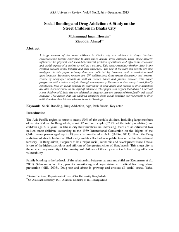 (PDF) Social Bonding and Drug Addiction: A Study on the Street Children ...