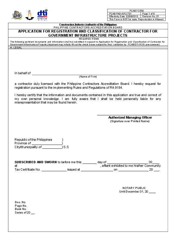 (DOC) ARCC Application for Registration and Classification of