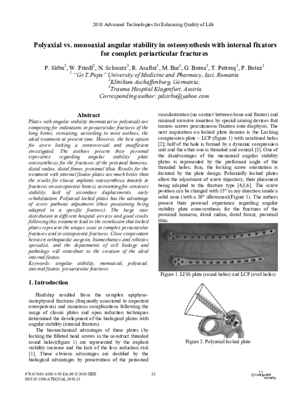 (PDF) Polyaxial vs. Monoaxial Angular Stability in Osteosynthesis with ...