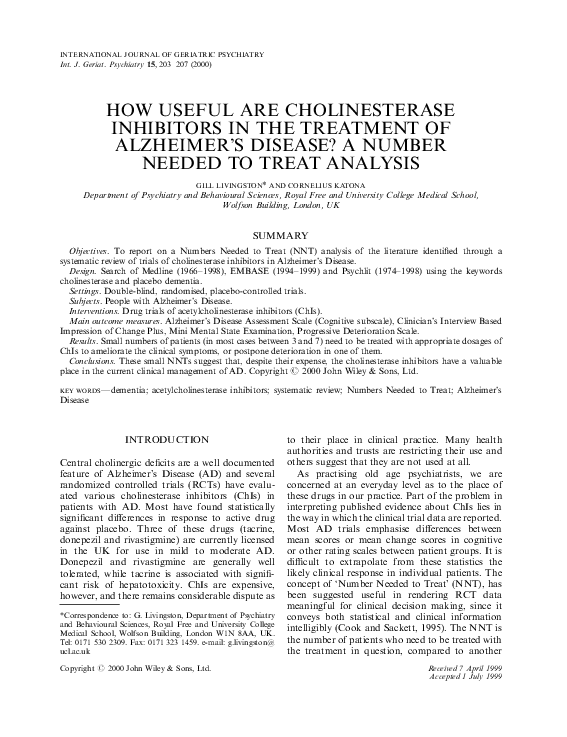(PDF) How useful are cholinesterase inhibitors in the treatment of ...