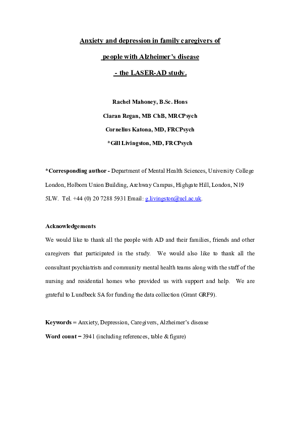 (PDF) Anxiety and depression in family caregivers of people with ...