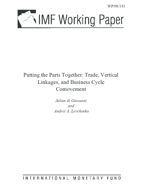 (PDF) Putting the Parts Together Trade, Vertical Linkages, and