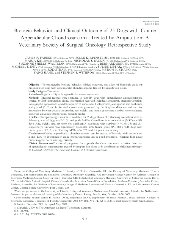 (PDF) Biologic Behavior and Clinical Outcome of 25 Dogs with Canine ...