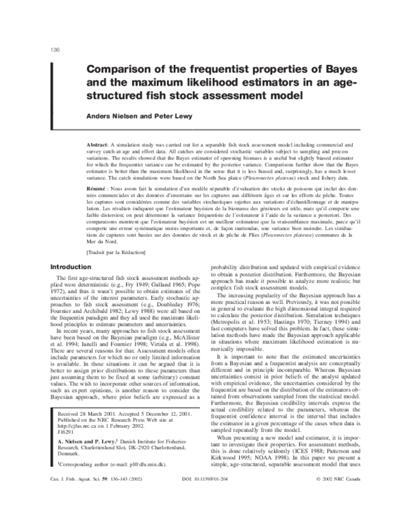 (PDF) Comparison of the frequentist properties of Bayes and the maximum ...