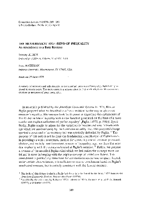 (PDF) The measurement and trend of inequality