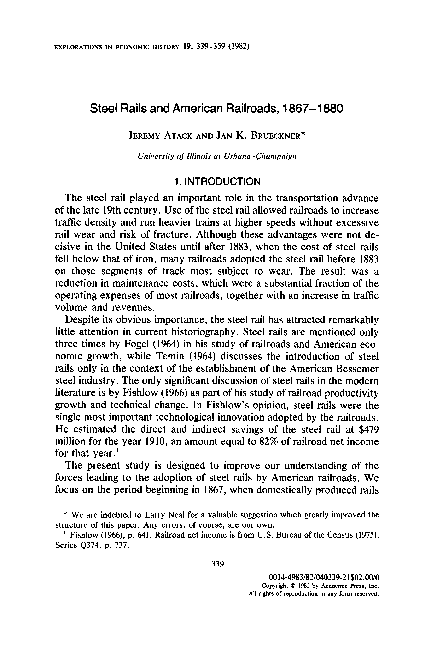 (PDF) Steel rails and American railroads, 1867–1880