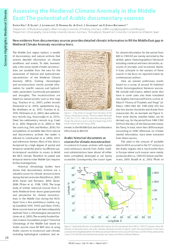 (PDF) Assessing the Medieval Climate Anomaly in the Middle East: The ...