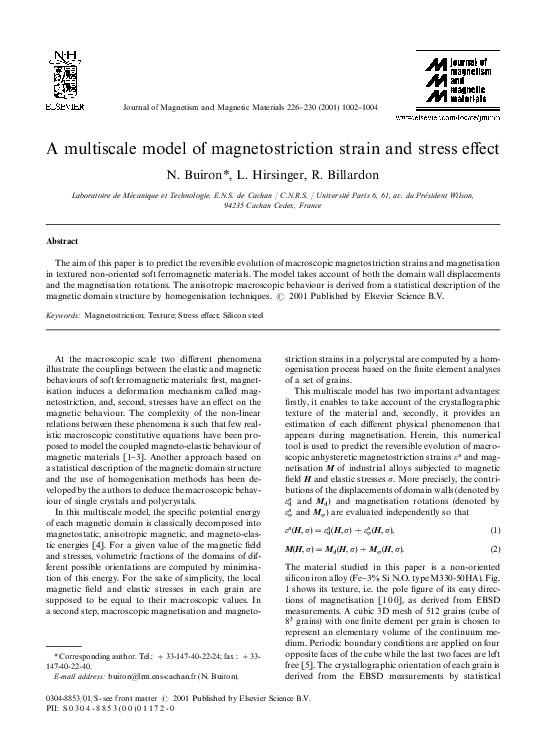 (PDF) A multiscale model of magnetostriction strain and stress effect
