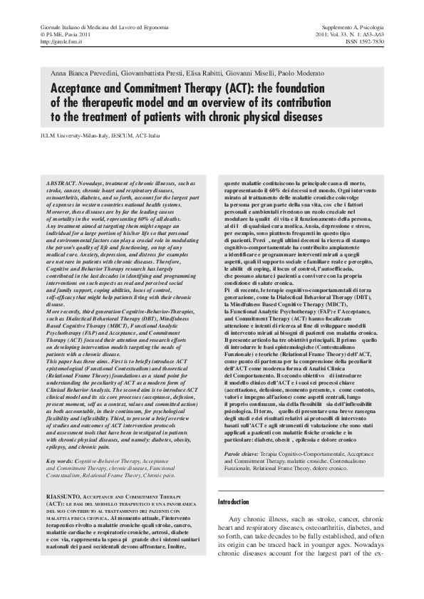 Pdf Acceptance And Commitment Therapy Act The Foundation