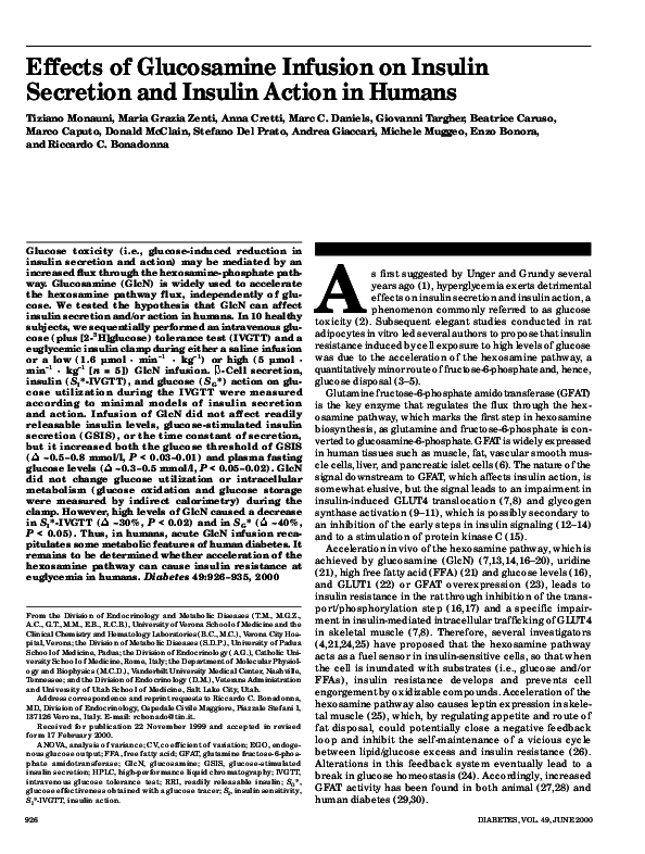 (PDF) Effects of glucosamine infusion on insulin secretion and insulin