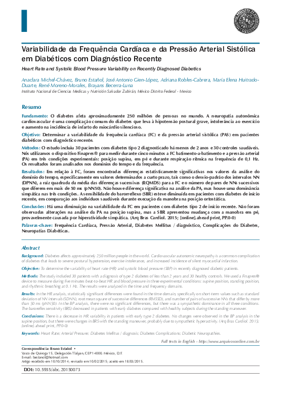 (PDF) Heart Rate and Systolic Blood Pressure Variability on Recently ...