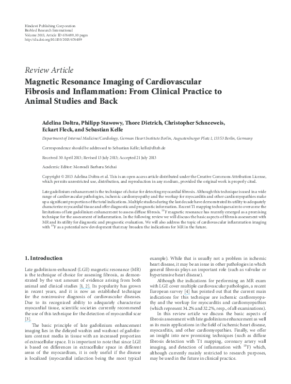 (PDF) Magnetic resonance imaging of the cardiovascular system