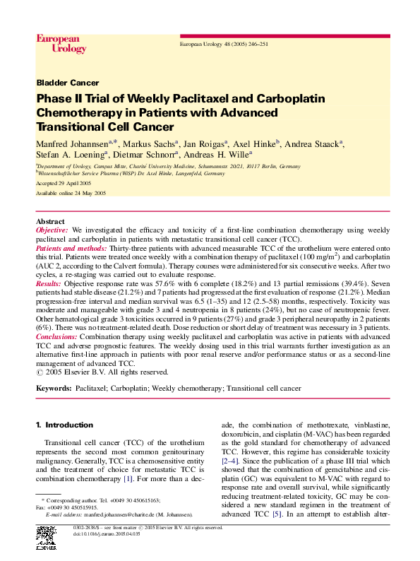 (PDF) Phase II Trial of Weekly Paclitaxel and Carboplatin Chemotherapy ...