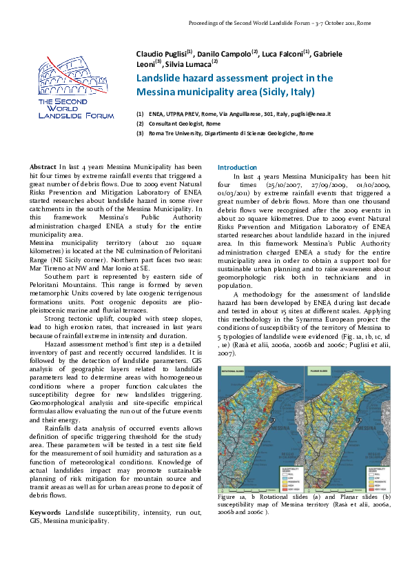 (PDF) Landslide Hazard Assessment Project in the Messina Municipality ...