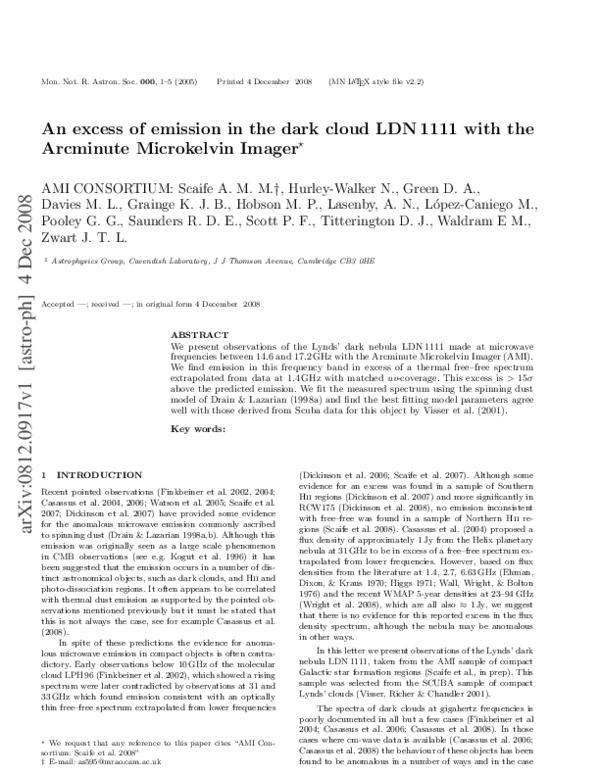 (PDF) An excess of emission in the dark cloud LDN 1111 with the ...