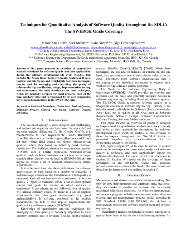 (PDF) Techniques for quantitative analysis of software quality ...