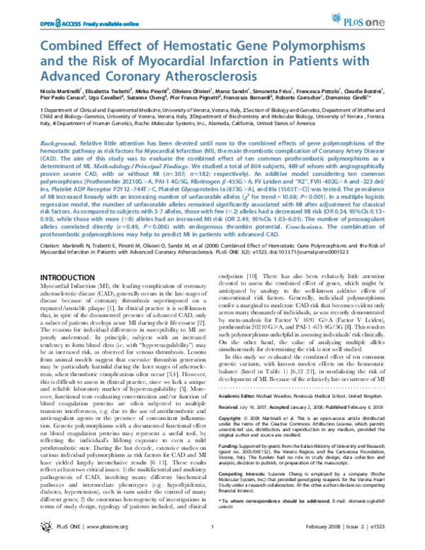 (PDF) Combined Effect of Hemostatic Gene Polymorphisms and the Risk of ...