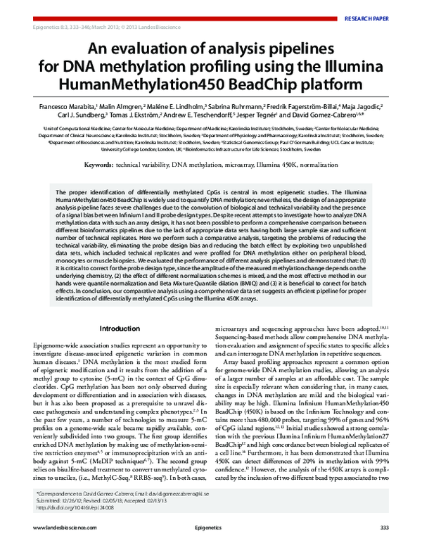 (PDF) An evaluation of analysis pipelines for DNA methylation profiling ...