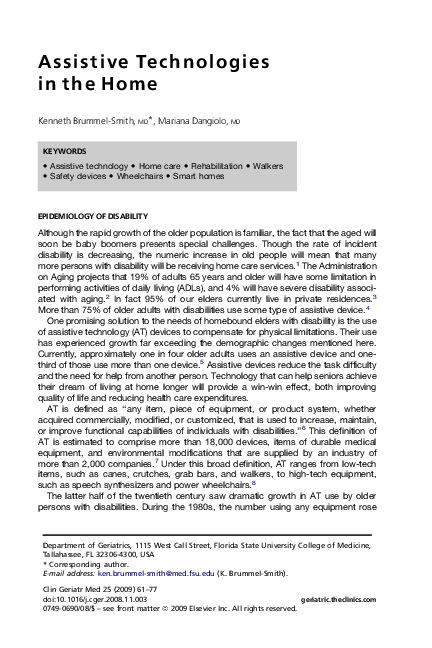(PDF) Assistive Technologies in the Home