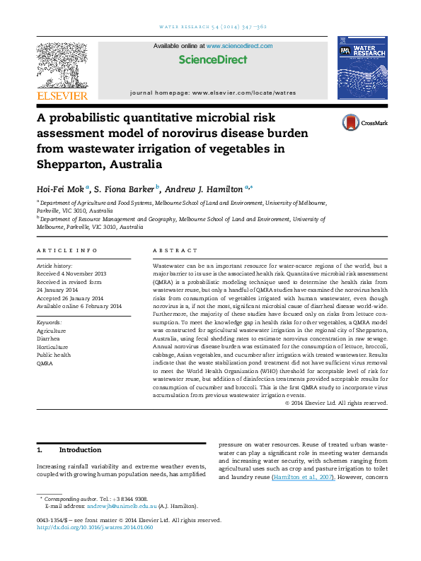 (PDF) A probabilistic quantitative microbial risk assessment model of ...