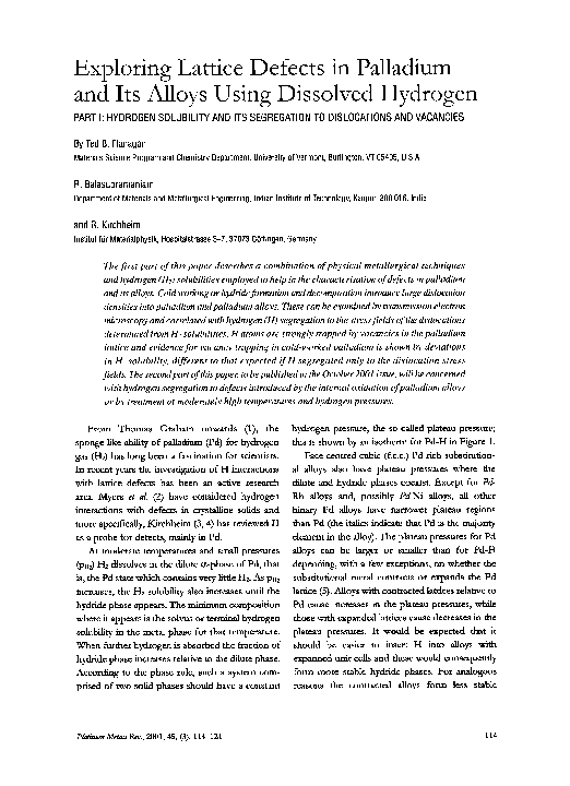 (PDF) Exploring lattice defects in palladium and its alloys using ...