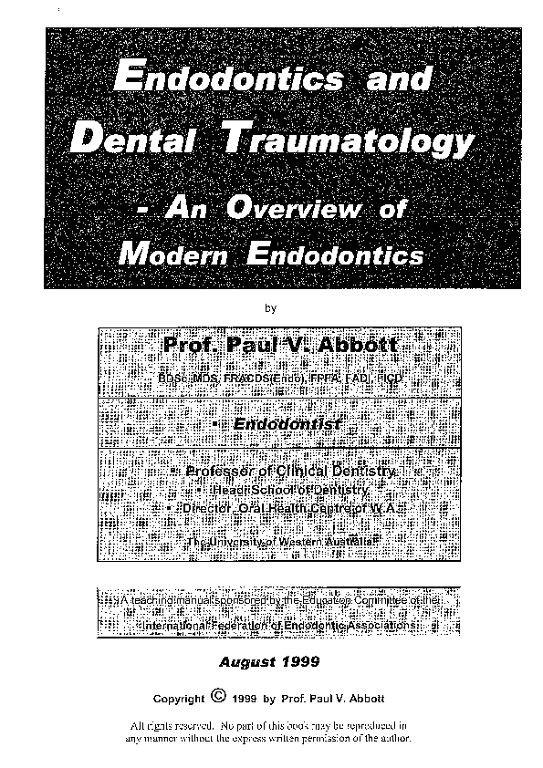(PDF) Endodontics and dental traumatology An overview of modern