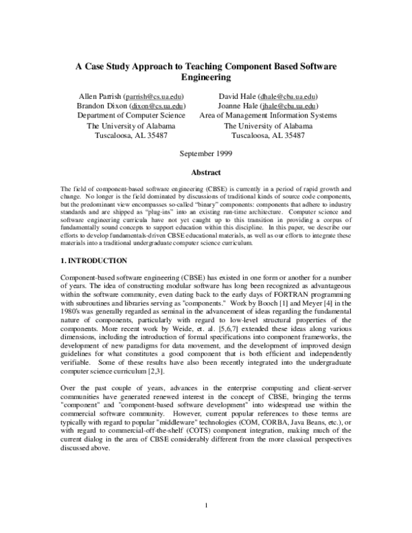 (PDF) A Case Study Approach to Teaching Component Based Software ...