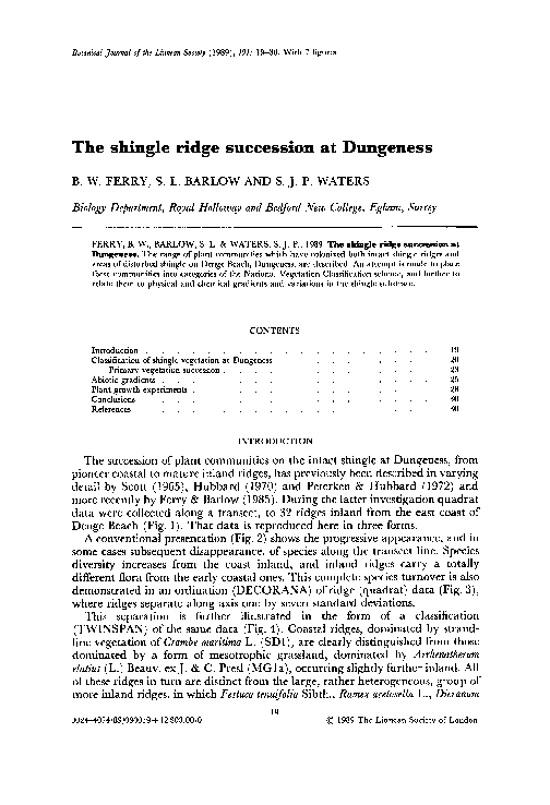 (PDF) The shingle ridge succession at Dungeness
