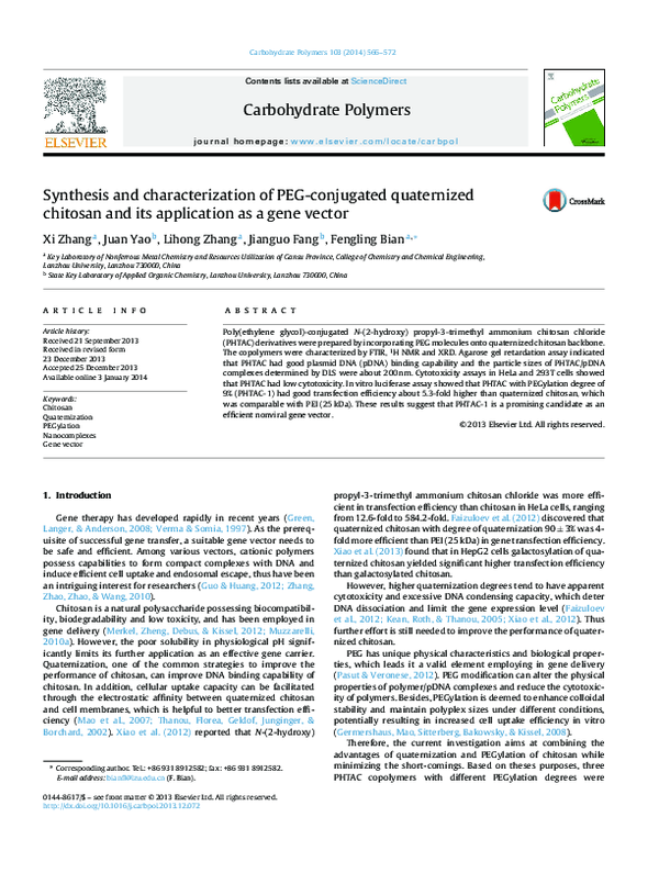 (PDF) Synthesis and characterization of PEG-conjugated quaternized ...