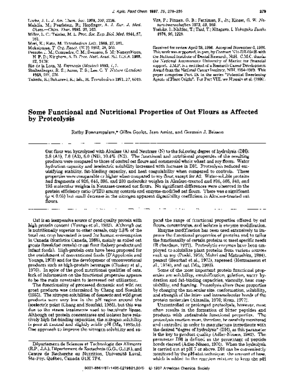 (PDF) Some functional and nutritional properties of oat flours as ...