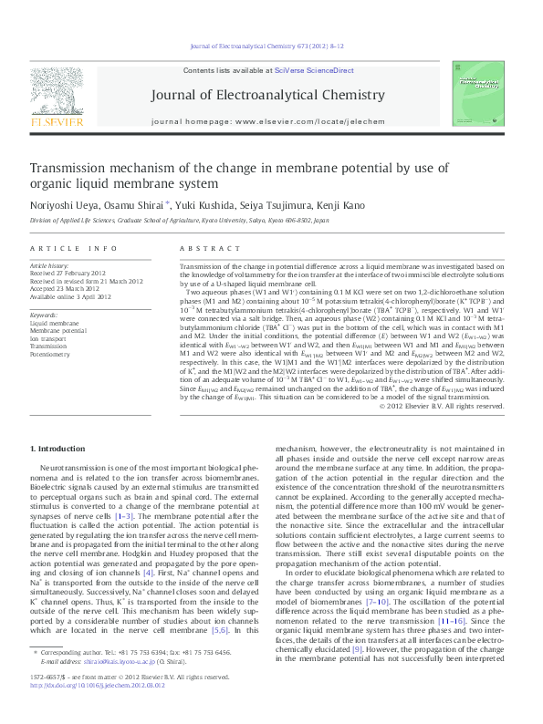 (PDF) Transmission mechanism of the change in membrane potential by use ...