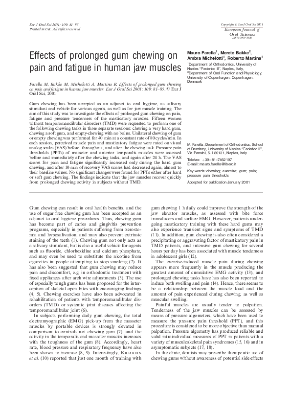 (PDF) Effects of prolonged gum chewing on pain and fatigue in human jaw ...