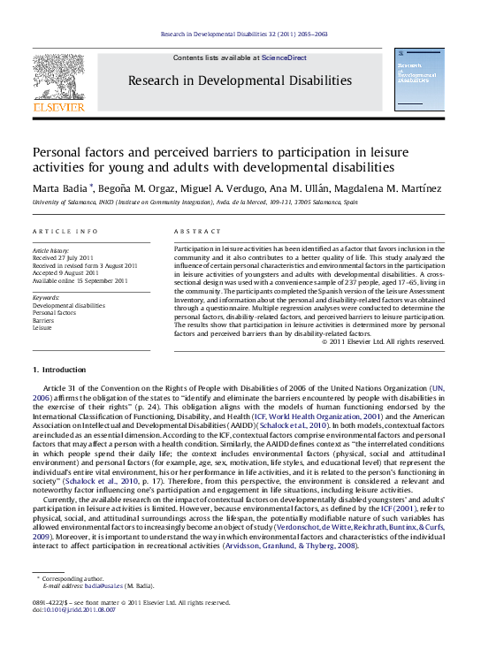 (PDF) Personal factors and perceived barriers to participation in ...