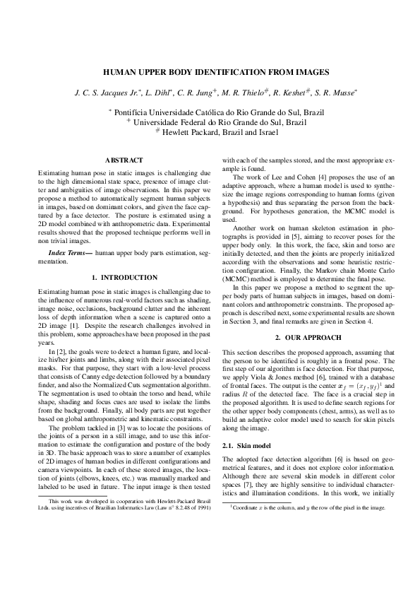 (PDF) Human upper body identification from images Marcelo Thielo, J