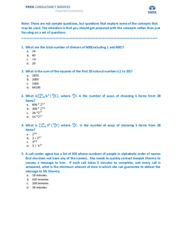 (PDF) Sample Questions