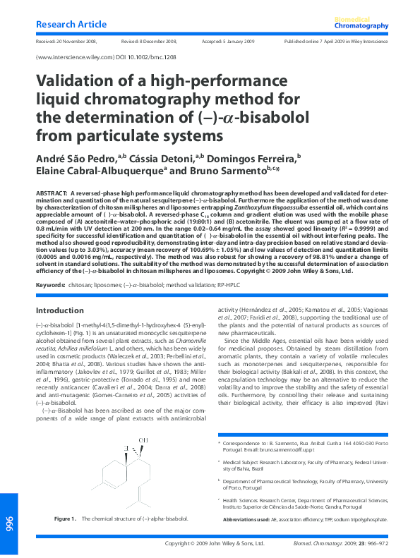 (PDF) Validation of a highperformance liquid chromatographic method