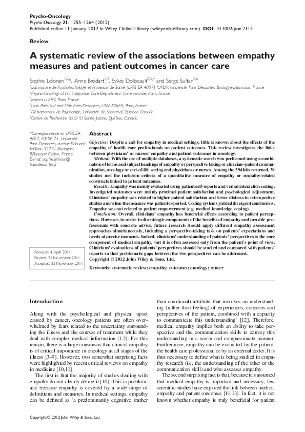 (PDF) A systematic review of the associations between empathy measures ...