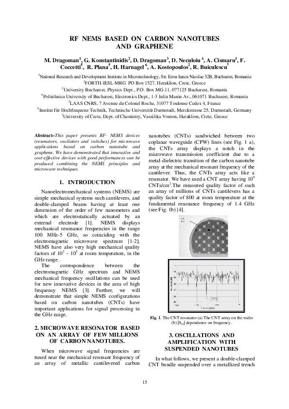 (PDF) RF NEMS based on carbon nanotubes and graphene