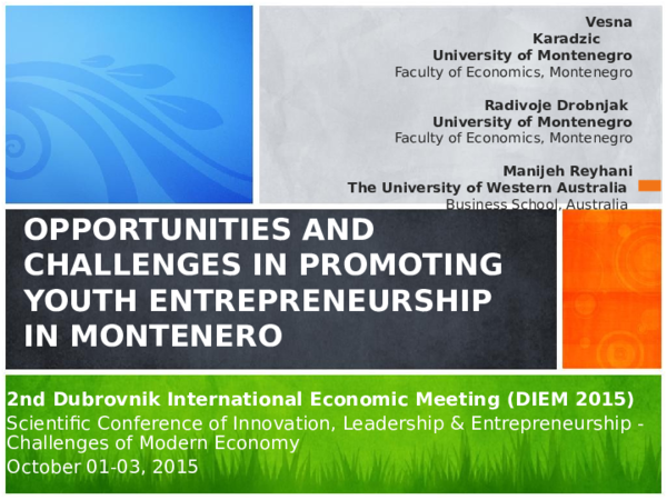 (PPT) OPPORTUNITIES AND CHALLENGES IN PROMOTING YOUTH ENTREPRENEURSHIP ...