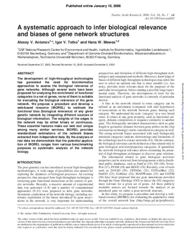 (PDF) A systematic approach to infer biological relevance and biases of ...