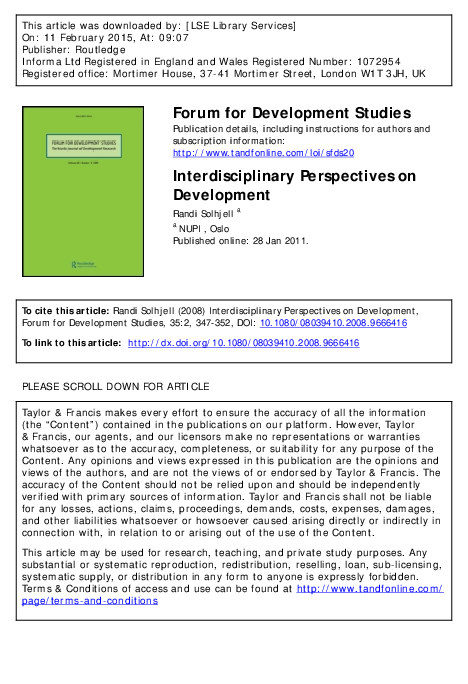 (PDF) Interdisciplinary Perspectives on Development
