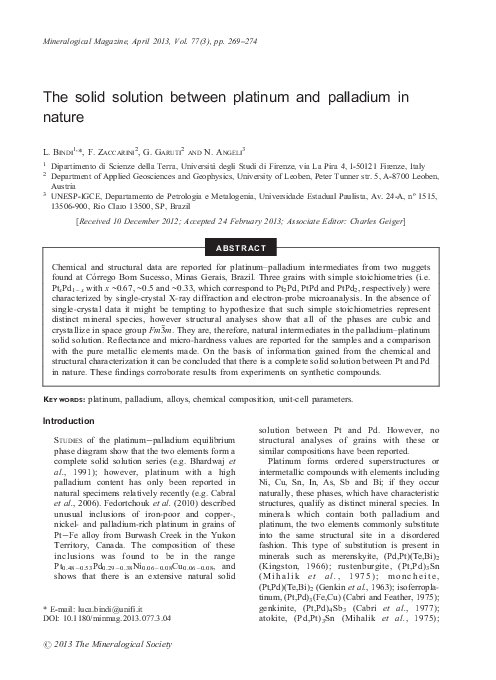 (PDF) The solid solution between platinum and palladium in nature
