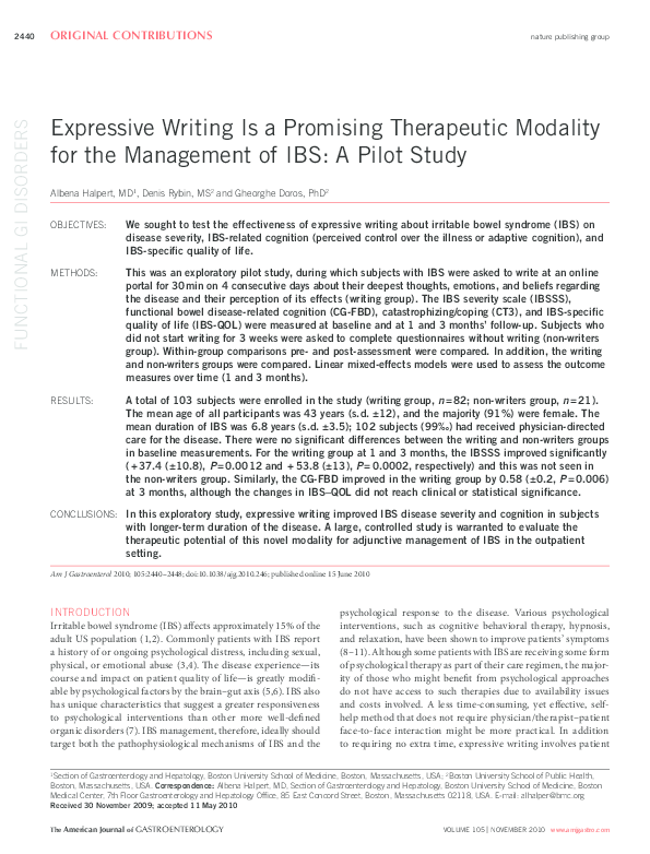 (PDF) Expressive writing is a promising therapeutic modality for the ...