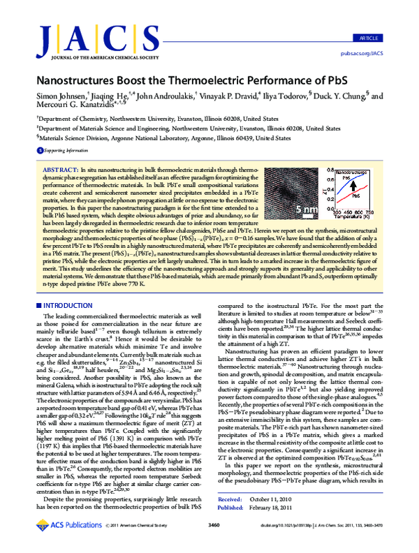 (PDF) Nanostructures Boost the Thermoelectric Performance of PbS