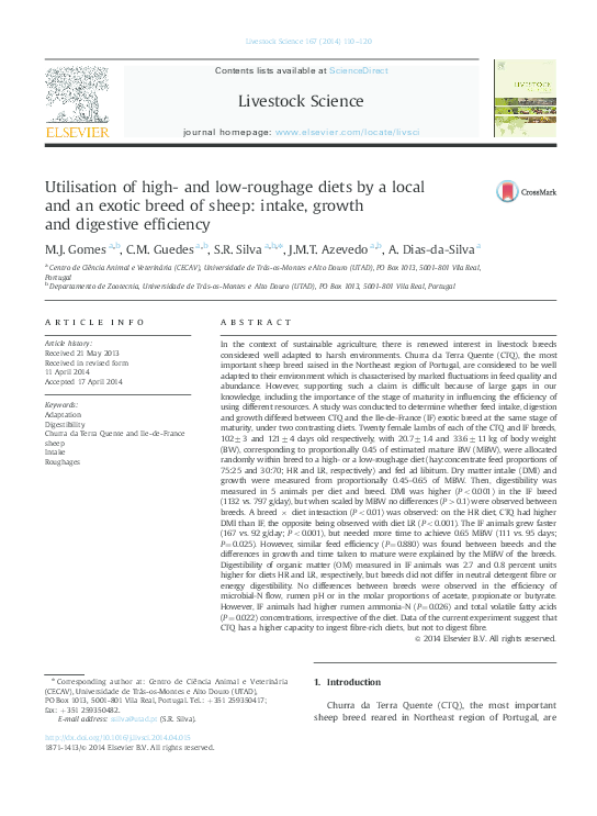 (PDF) Utilisation of High- and low-roughage diets by a local and an ...
