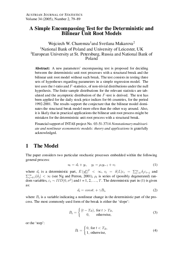 (PDF) A Simple Encompassing Test for the Deterministic and Bilinear ...