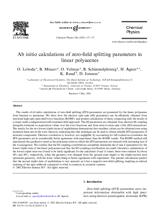 (PDF) Ab initio calculations of zero-field splitting parameters in ...