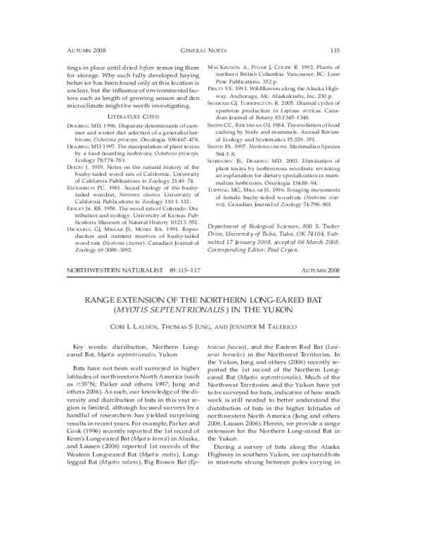 (PDF) Range Extension of the Northern Long-eared Bat (Myotis ...