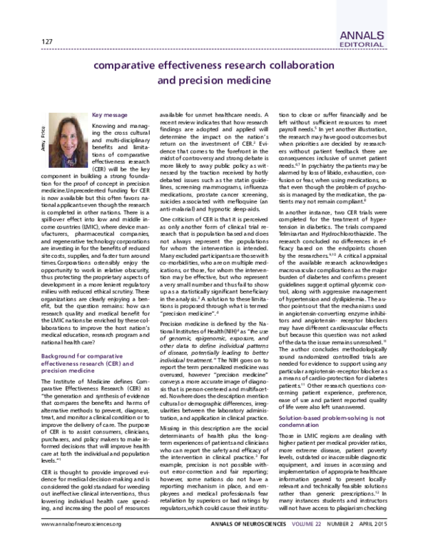 (PDF) Comparative Effectiveness Research Collaboration and Precision ...