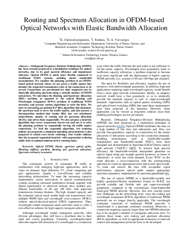 (PDF) Routing and Spectrum Allocation in OFDM-Based Optical Networks ...